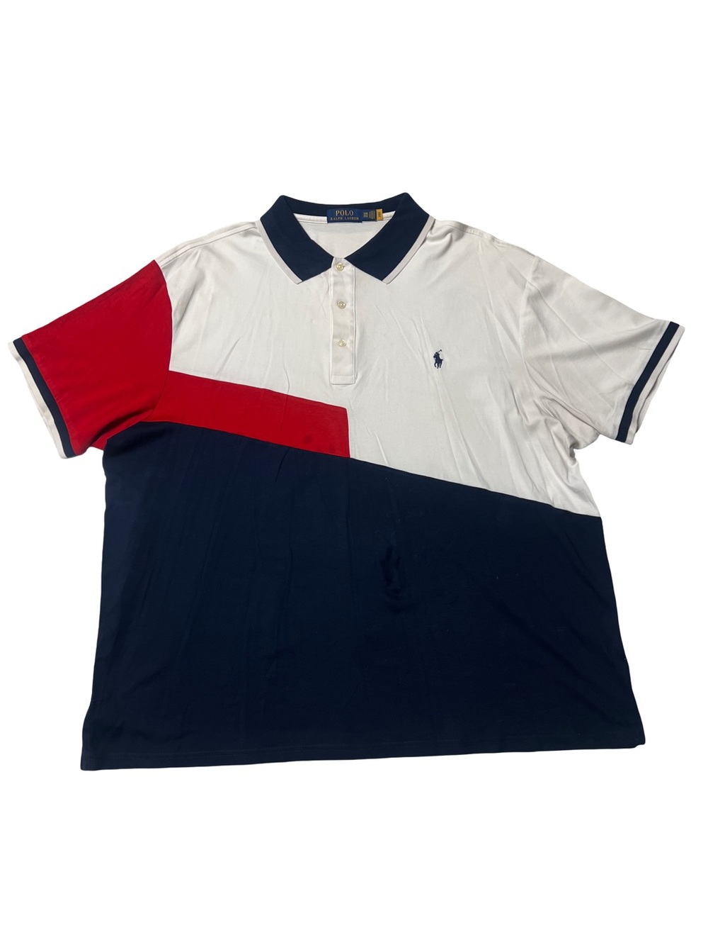 Polo by Ralph Lauren White, Red & Navy Diagonal Colorblock Polo